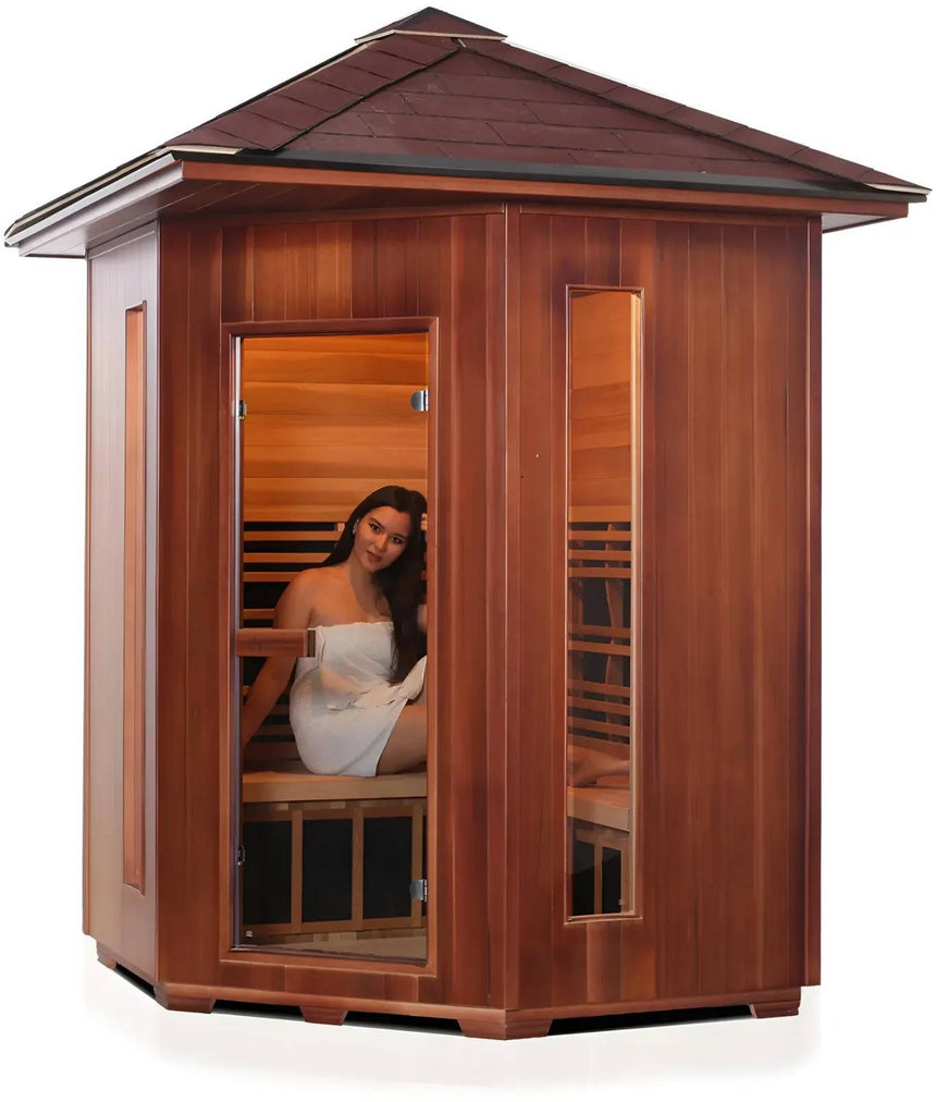 ZiahCare's Enlighten Diamond 4 Person Hybrid Corner Sauna Mockup Image 4