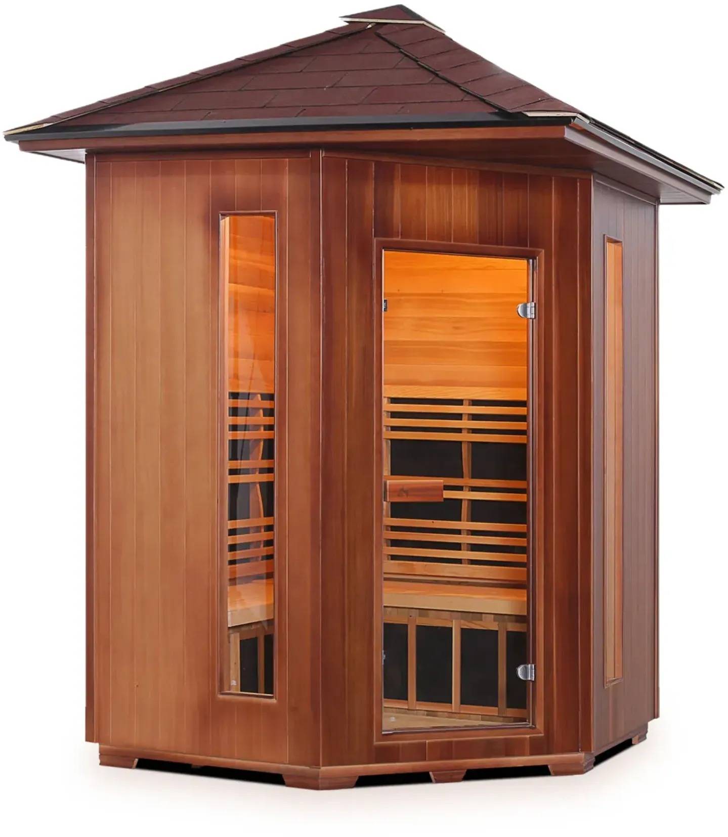 ZiahCare's Enlighten Rustic 4 Person Infrared Corner Sauna Mockup Image 6