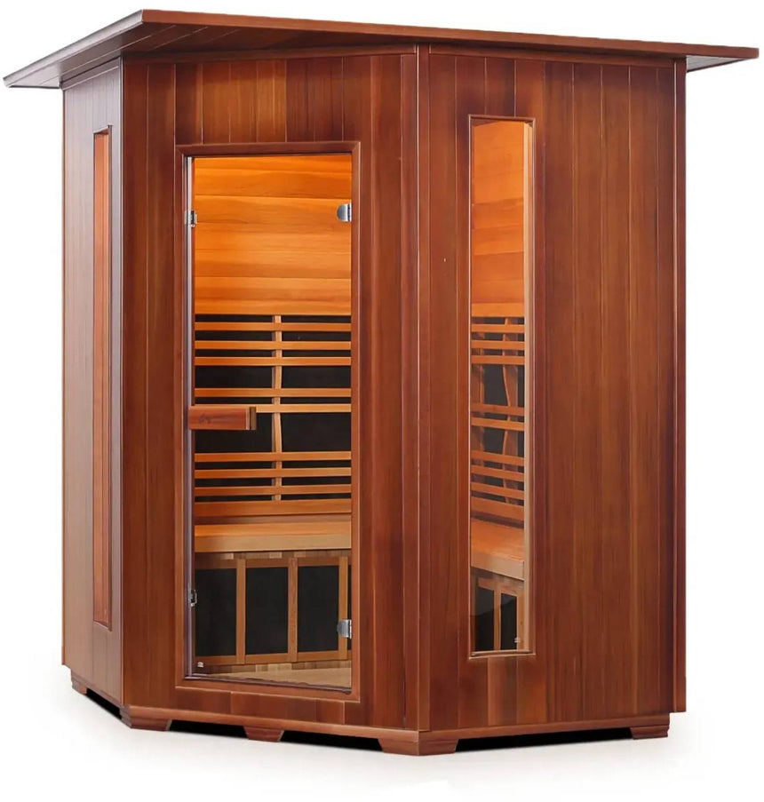 ZiahCare's Enlighten Rustic 4 Person Infrared Corner Sauna Mockup Image 2