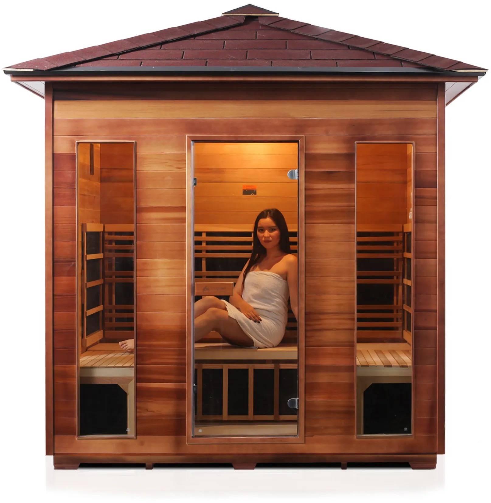 ZiahCare's Enlighten Rustic 5 Person Infrared Sauna Mockup Image 7