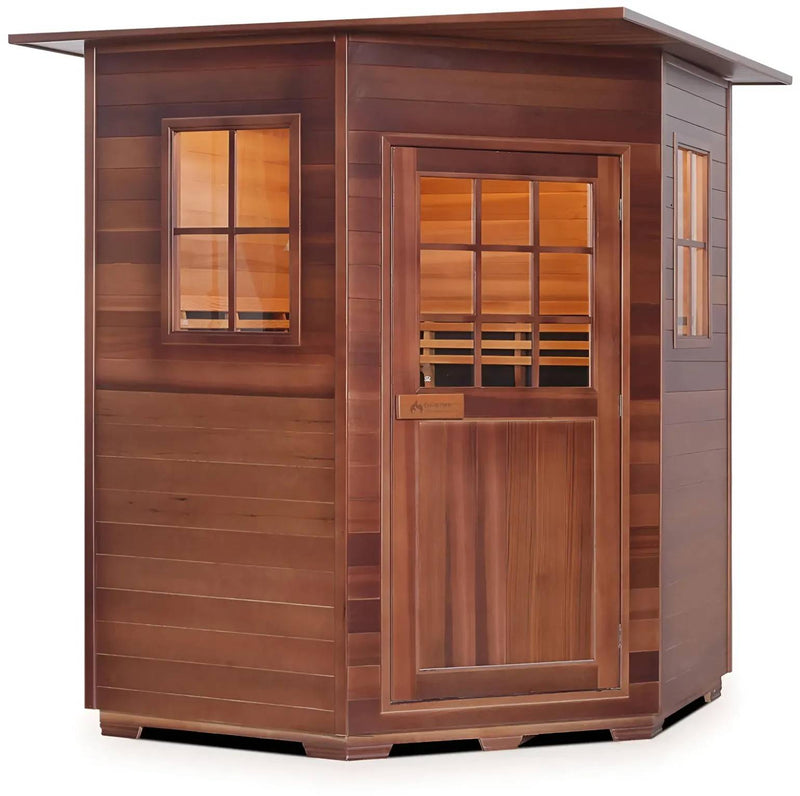 ZiahCare's Enlighten Sapphire 4 Person Hybrid Corner Sauna Mockup Image 3