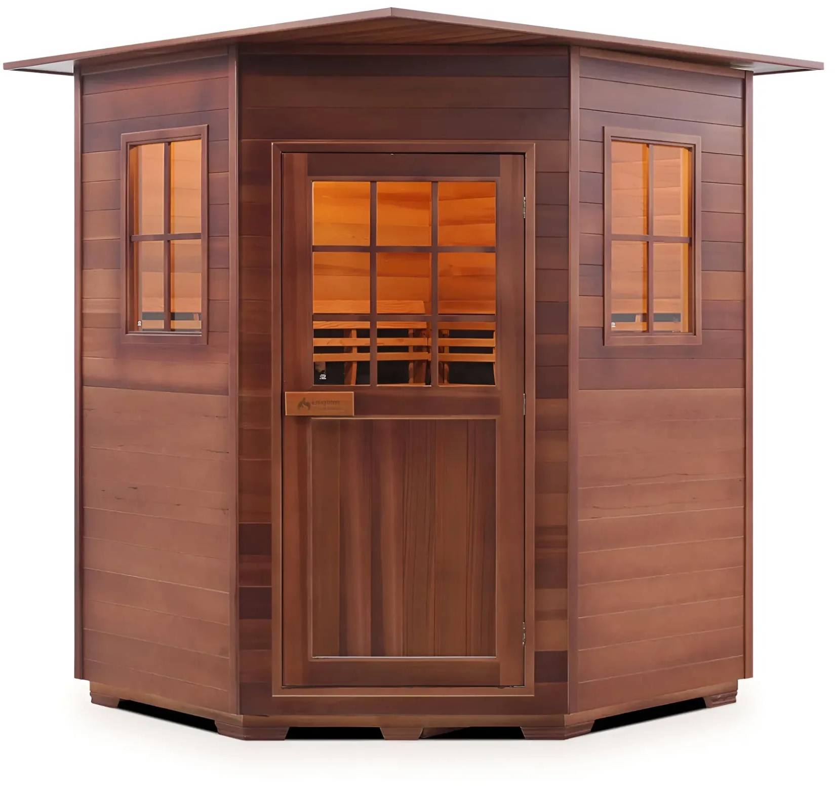 ZiahCare's Enlighten Sapphire 4 Person Hybrid Corner Sauna Mockup Image 1