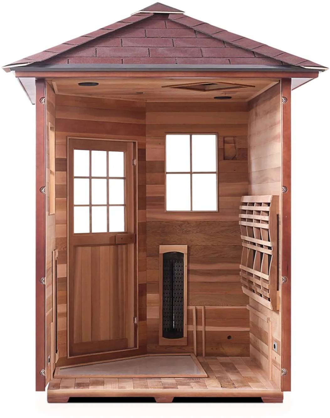 ZiahCare's Enlighten Sapphire 4 Person Hybrid Corner Sauna Mockup Image 5