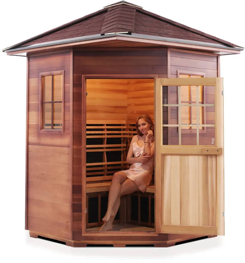 ZiahCare's Enlighten Sierra 4 Person Infrared Corner Sauna Mockup Image 7