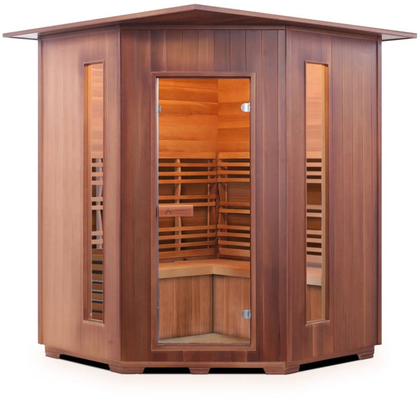 ZiahCare's Enlighten SunRise 4 Person Traditional Corner Sauna Mockup Image 1