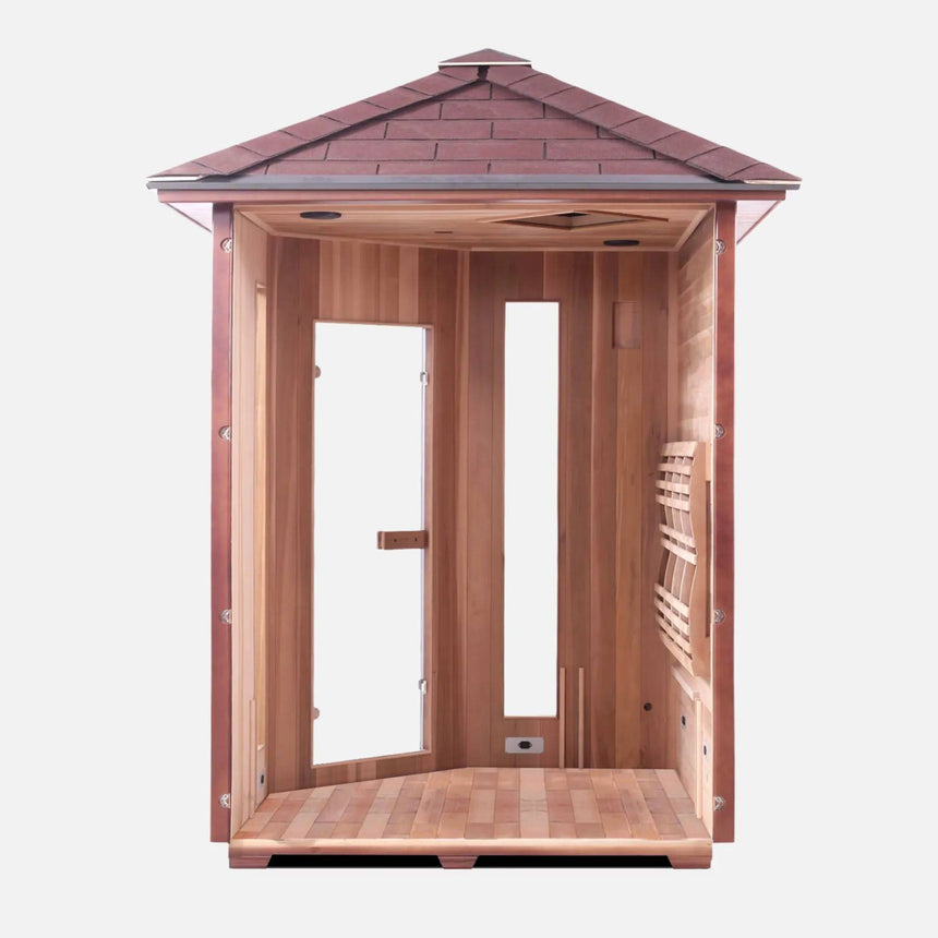 ZiahCare's Enlighten SunRise 4 Person Traditional Corner Sauna Mockup Image 2