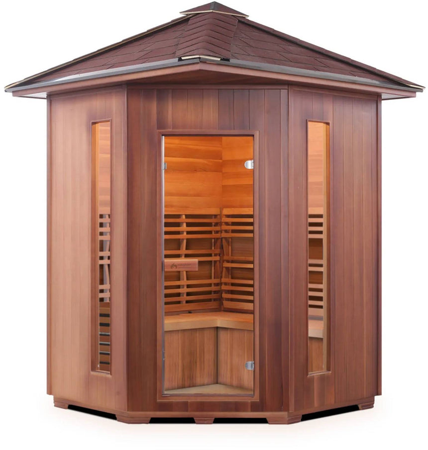 ZiahCare's Enlighten SunRise 4 Person Traditional Corner Sauna Mockup Image 3