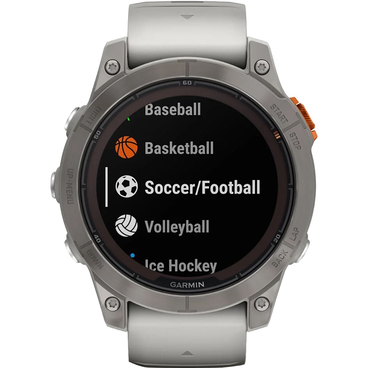 garmin fenix 7 pro sapphire solar edition Titanium with Fog Gray Ember Orange Band gar131 mockup0