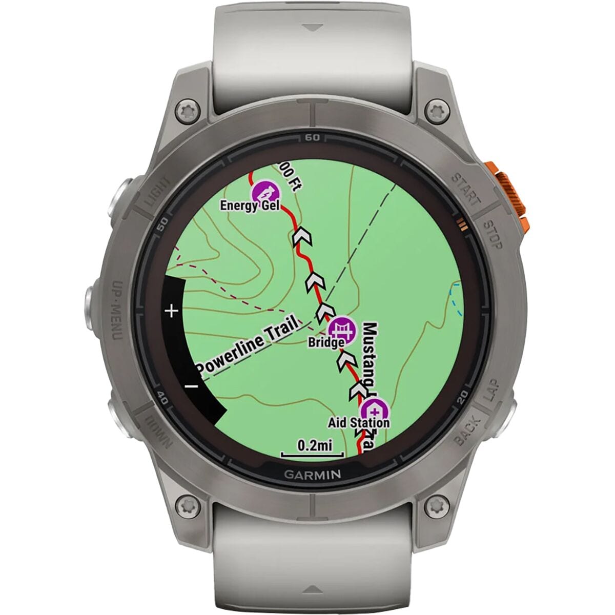 garmin fenix 7 pro sapphire solar edition Titanium with Fog Gray Ember Orange Band gar131 mockup