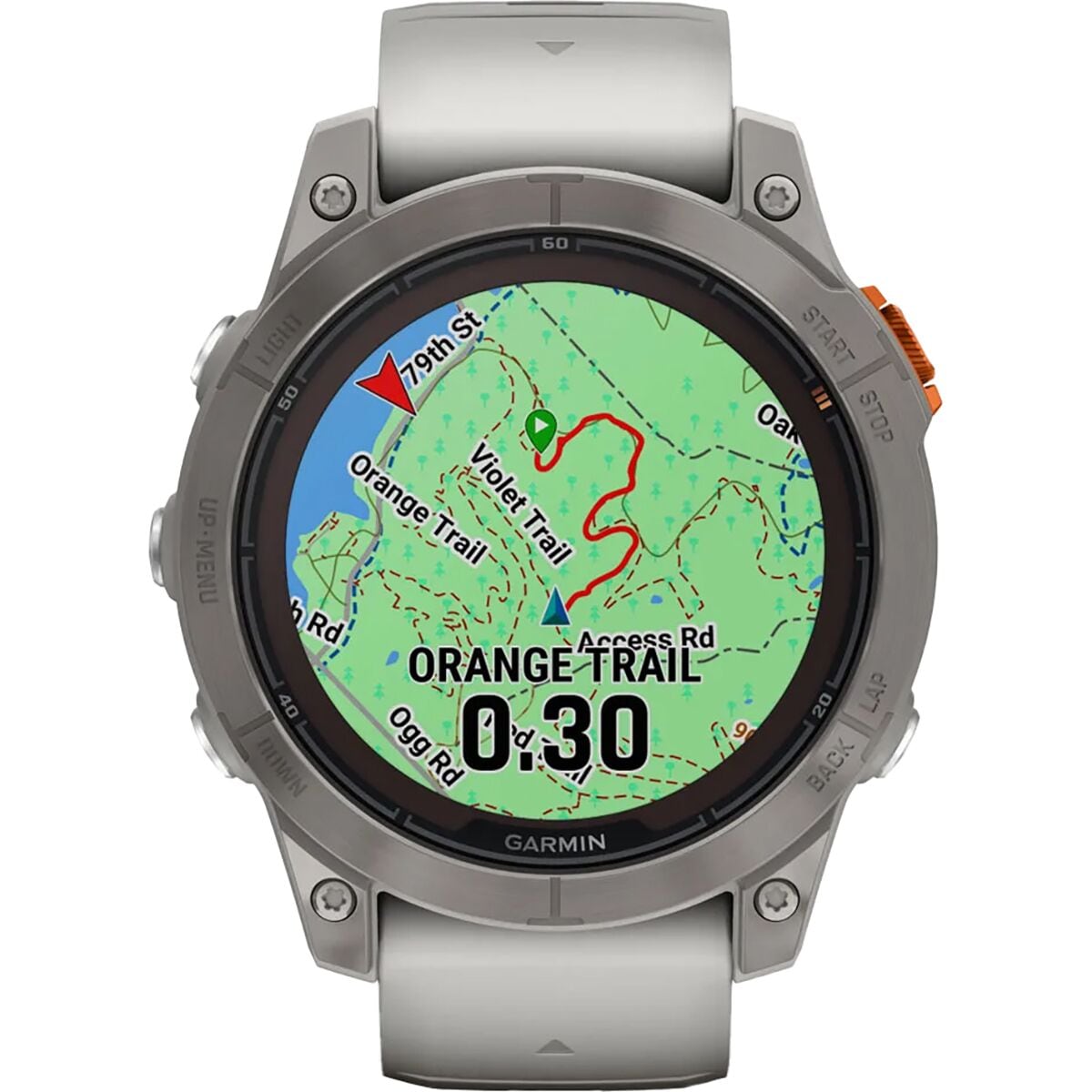 garmin fenix 7 pro sapphire solar edition Titanium with Fog Gray Ember Orange Band gar131 mockup 6