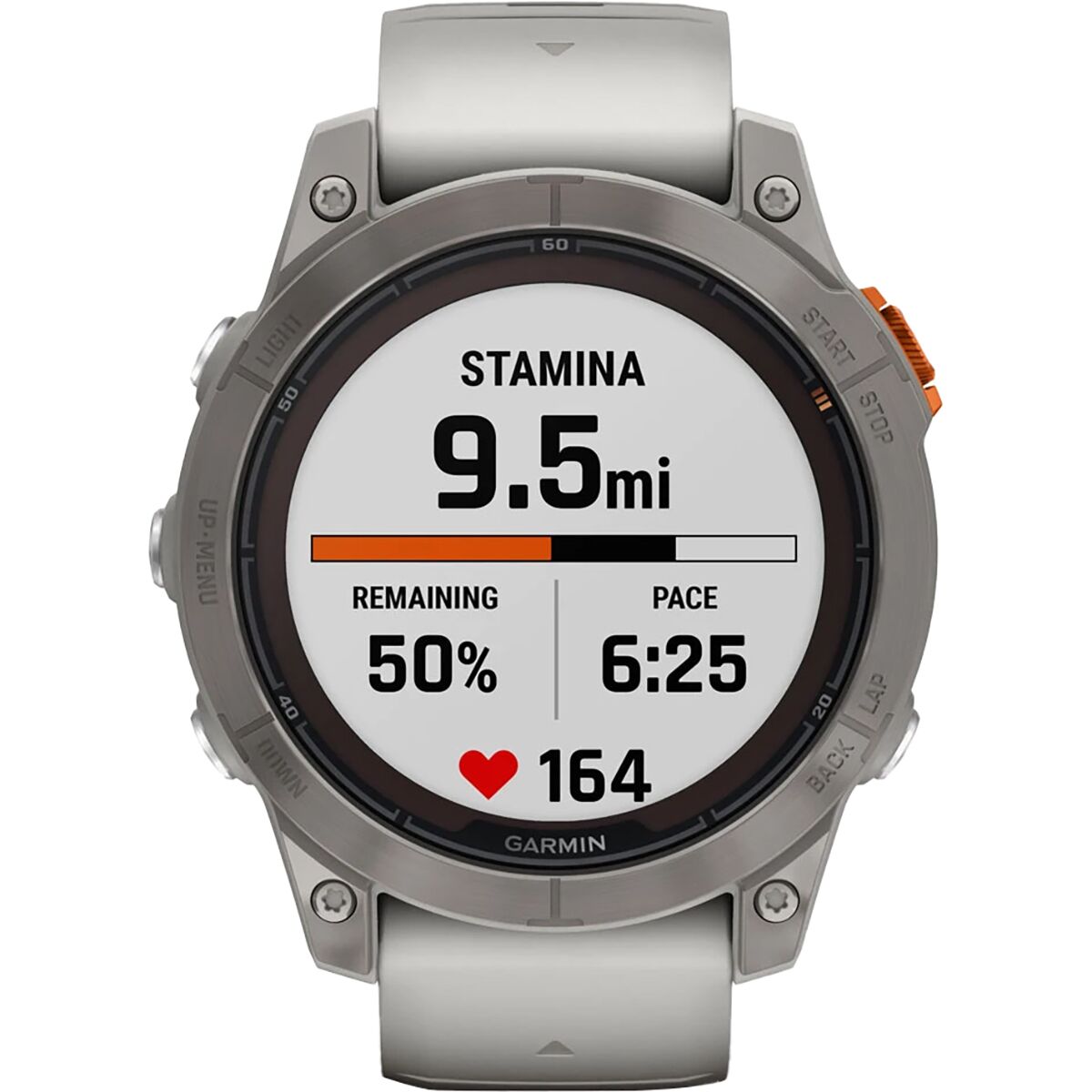 garmin fenix 7 pro sapphire solar edition Titanium with Fog Gray Ember Orange Band gar131 mockup 9