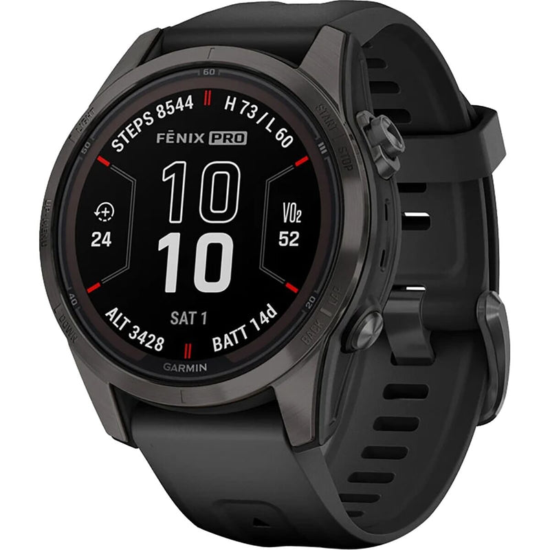 garmin fenix 7s pro sapphire solar edition Carbon Gray DLC Titanium with Black Band gar129