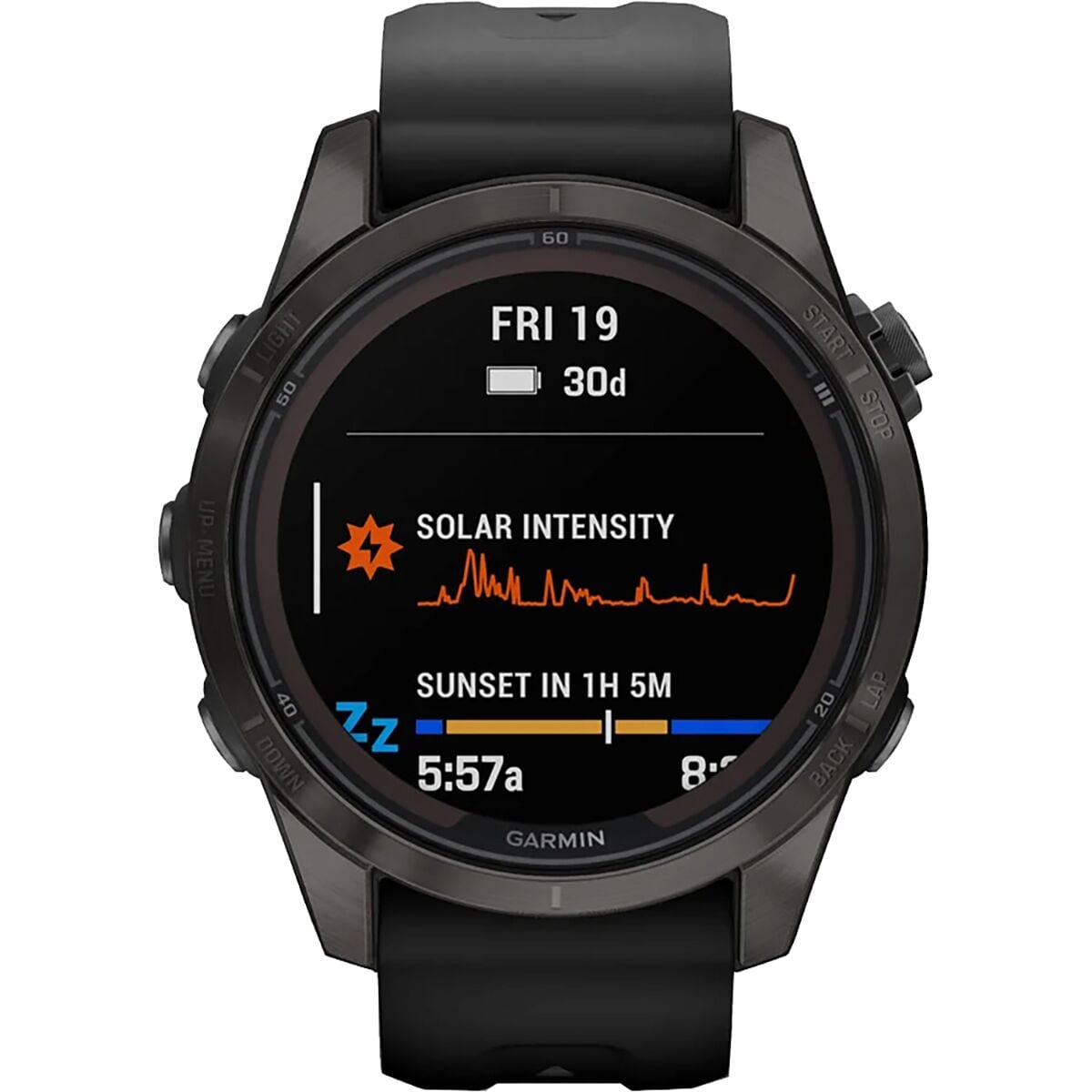 garmin fenix 7s pro sapphire solar edition Carbon Gray DLC Titanium with Black Band gar129