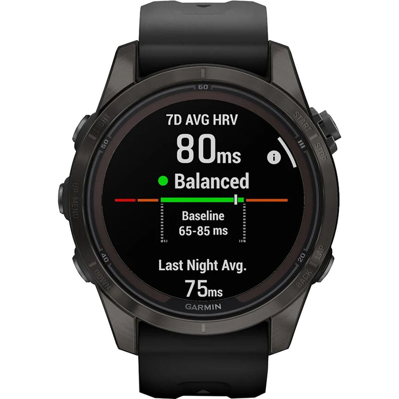 garmin fenix 7s pro sapphire solar edition Carbon Gray DLC Titanium with Black Band gar129 6