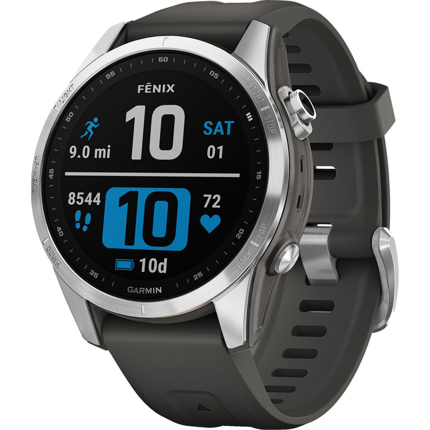 garmin fenix 7s standard edition gar133 silver graphite band mockup 6