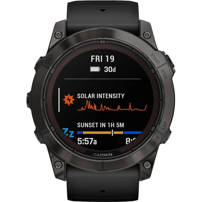 garmin fenix 7x pro sapphire solar edition Carbon Gray DLC Titanium with Black Band gar131