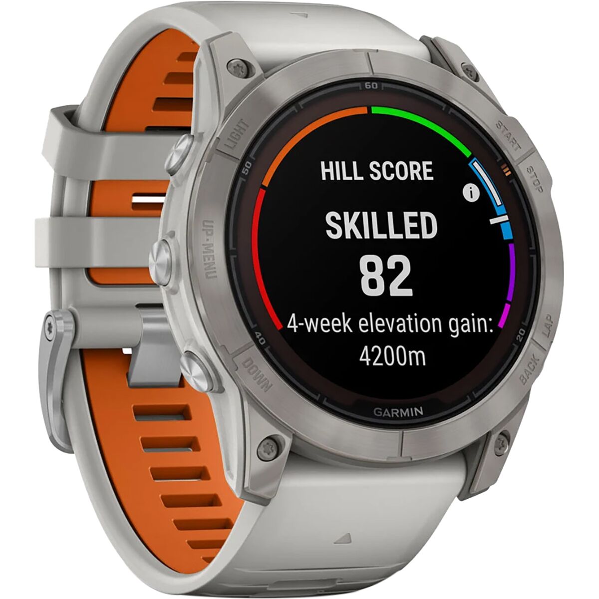 garmin fenix 7x pro sapphire solar edition Titanium with Fog Gray Ember Orange Band gar131