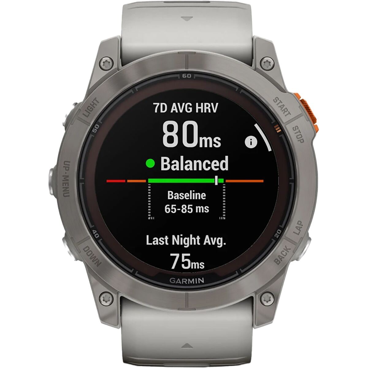 garmin fenix 7x pro sapphire solar edition Titanium with Fog Gray Ember Orange Band gar131