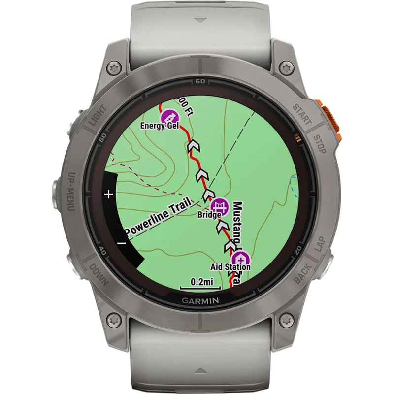 garmin fenix 7x pro sapphire solar edition Titanium with Fog Gray Ember Orange Band gar131 5