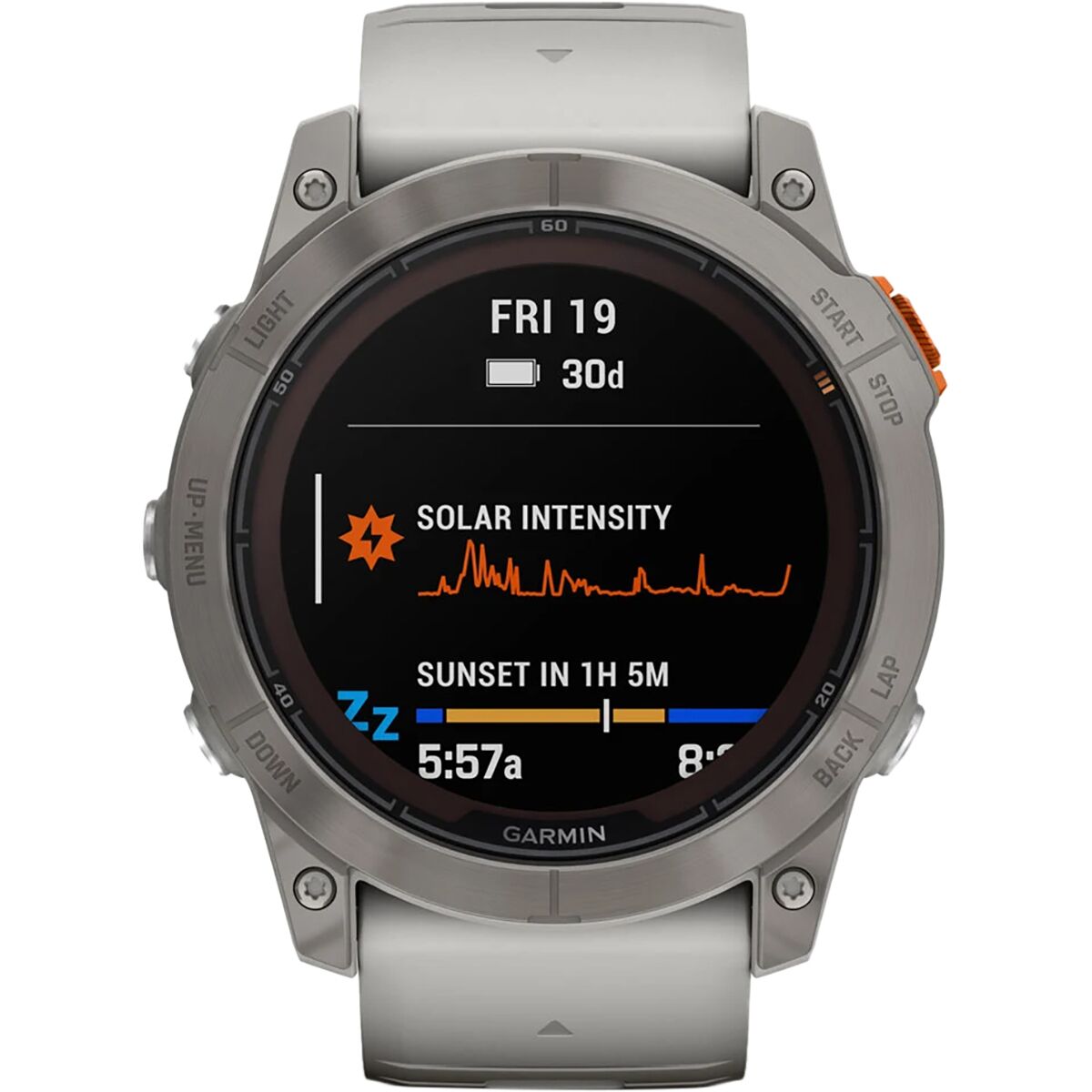 garmin fenix 7x pro sapphire solar edition Titanium with Fog Gray Ember Orange Band gar131 6