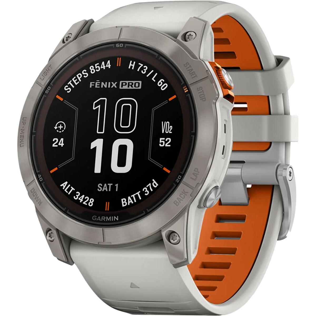 garmin fenix 7x pro sapphire solar edition Titanium with Fog Gray Ember Orange Band gar131 7