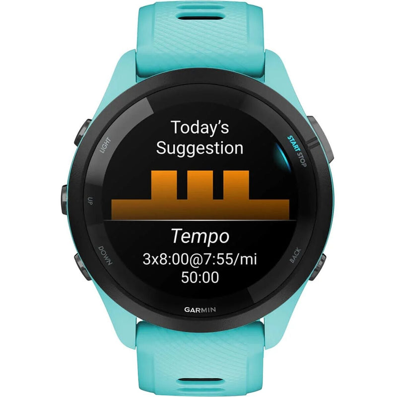 garmin forerunner65 gar066 black bezel aqua case aqua black band mockup