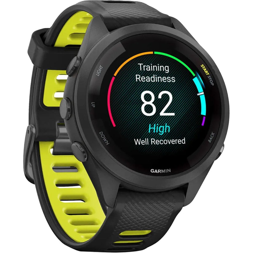 garmin forerunner65s gar067 black bezel case black amp yellow band mockup