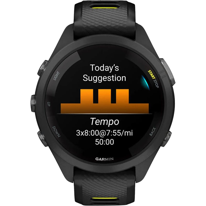 garmin forerunner65s gar067 black bezel case black amp yellow band mockup