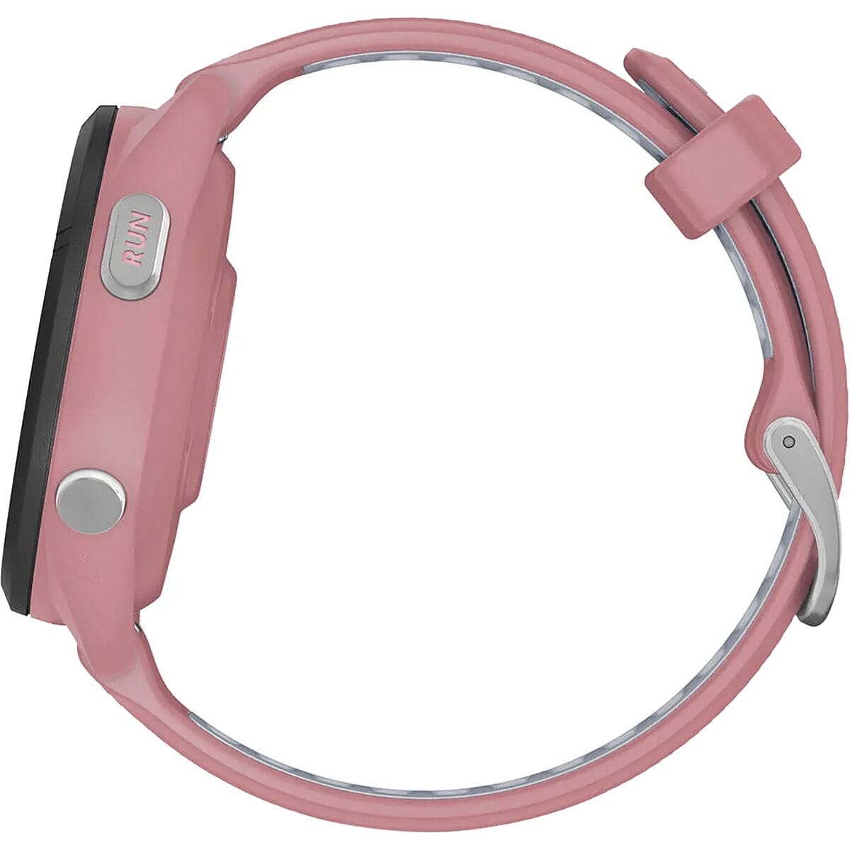 garmin forerunner65s gar067 black bezel light pink case light pink whitestone band mockup 6