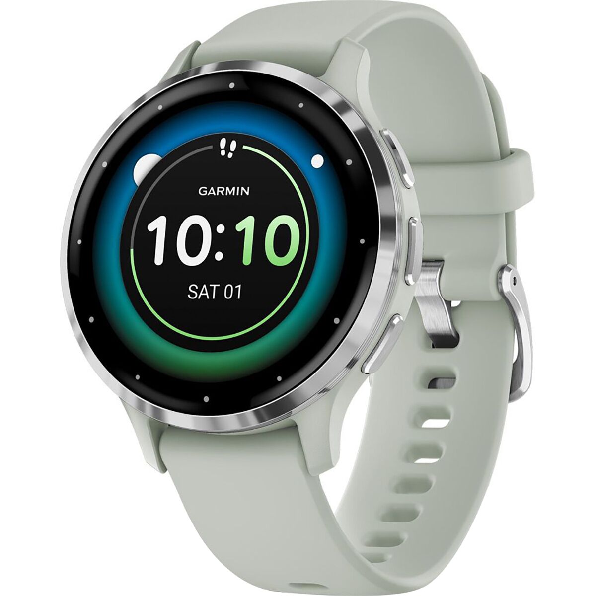 garmin venus gar125 silver bezel sage gray case silicone band mockup