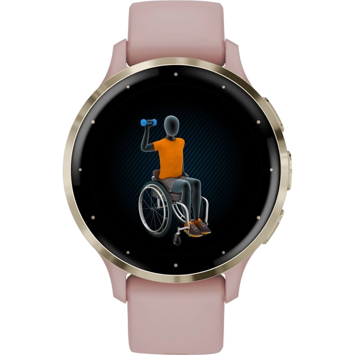 garmin venus gar125 soft gold bezel dust rose case silicone band mockup