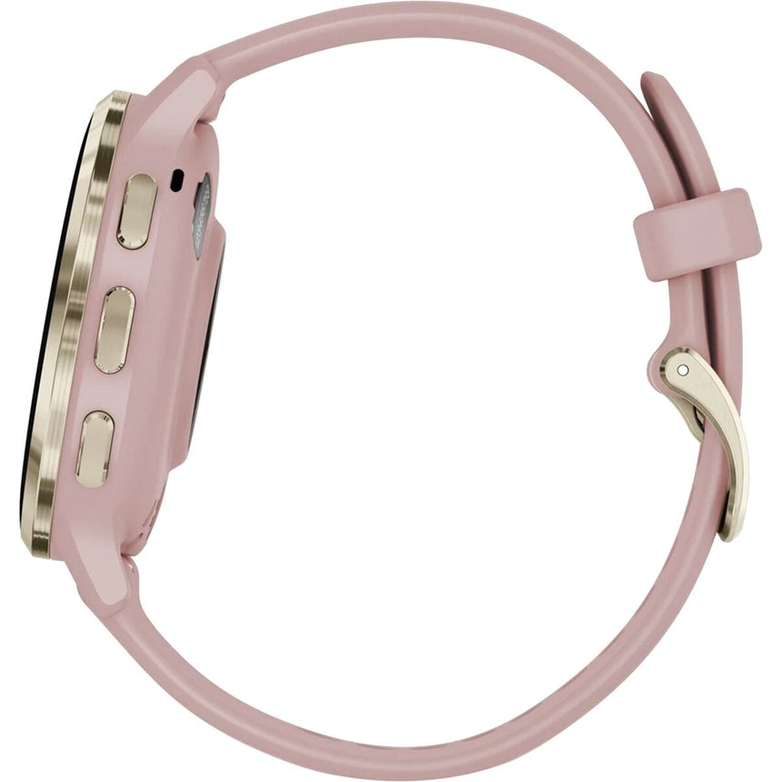 garmin venus gar125 soft gold bezel dust rose case silicone band mockup 6