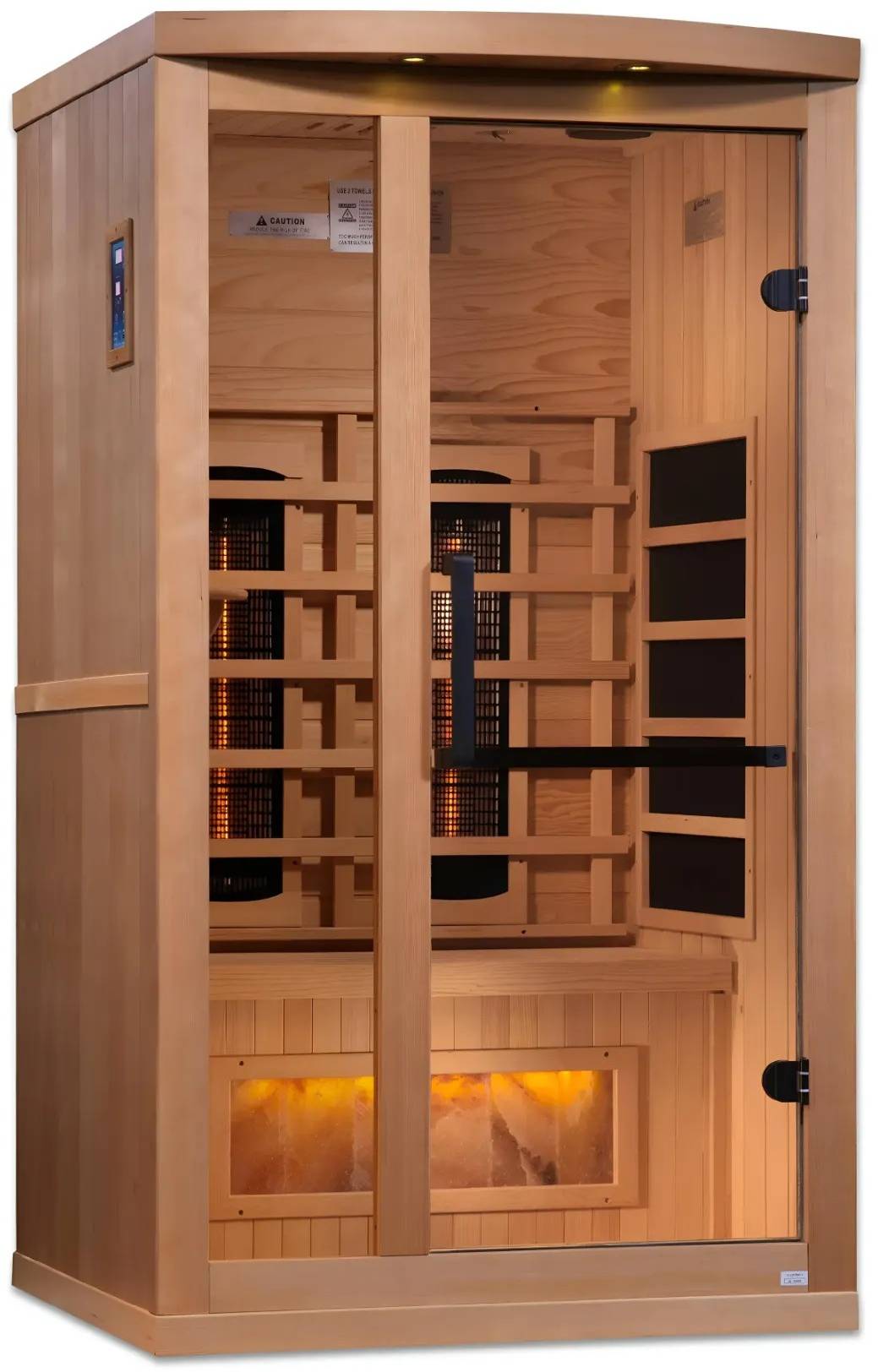 ZiahCare's Golden Designs 1-2 Person Full Spectrum Infrared Sauna Reserve Edition Mockup Image 3