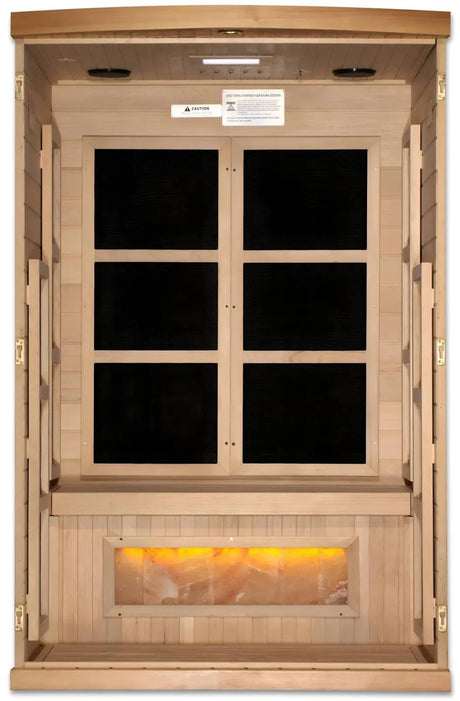 ZiahCare's Golden Designs 2 Person Far Infrared Sauna Hotel Edition Mockup Image 2