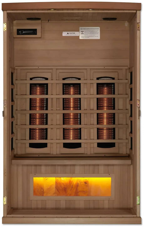 ZiahCare's Golden Designs 2 Person Full Spectrum Infrared Sauna Reserve Edition Mockup Image 2