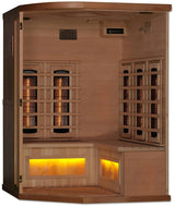 ZiahCare's Golden Designs 3 Person Full Spectrum Infrared Corner Sauna Reserve Edition Mockup Image 2
