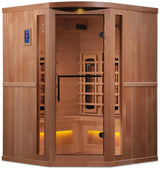 ZiahCare's Golden Designs 3 Person Full Spectrum Infrared Corner Sauna Reserve Edition Mockup Image 1