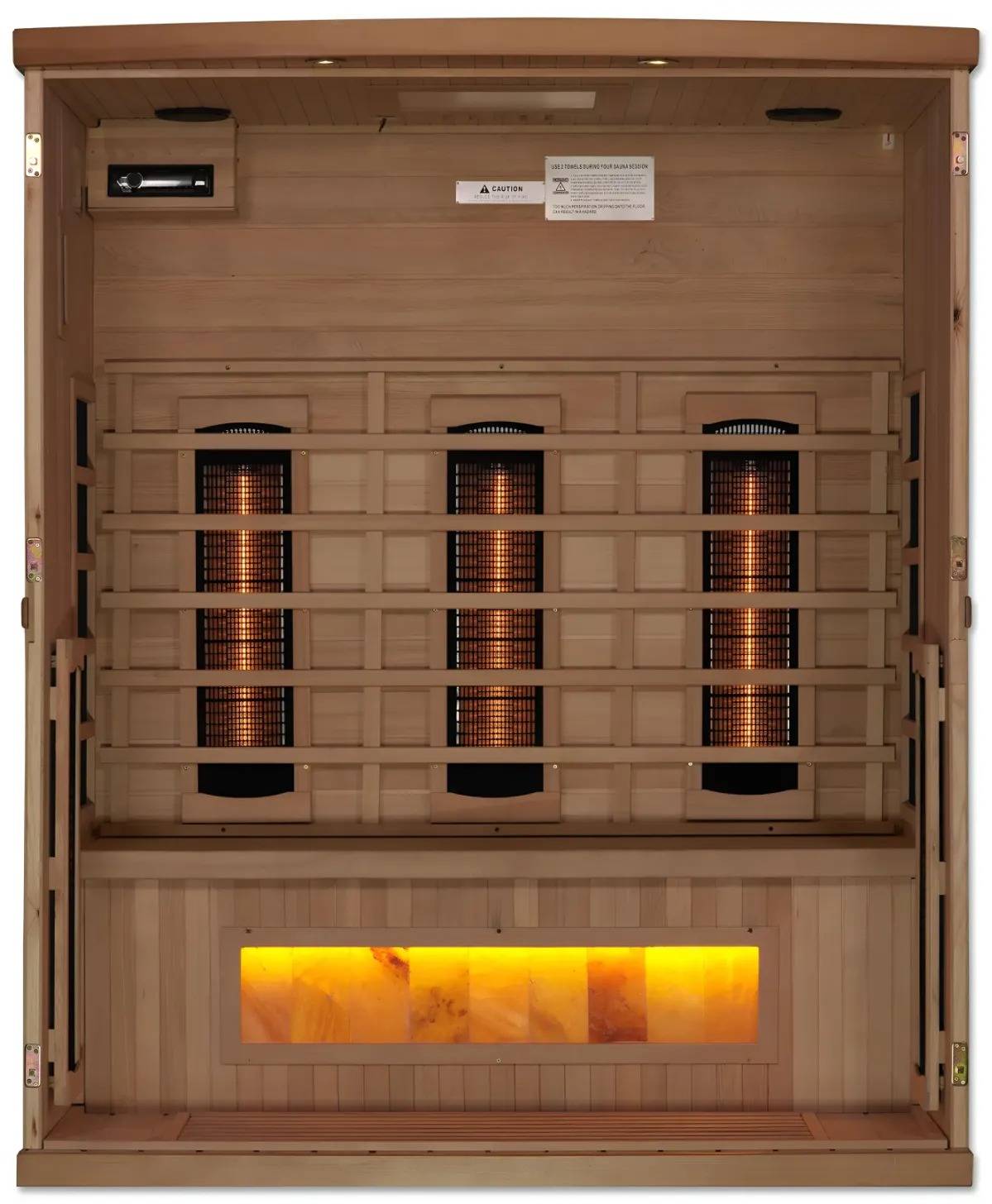 ZiahCare's Golden Designs 3 Person Full Spectrum Infrared Sauna Reserve Edition Mockup Image 2