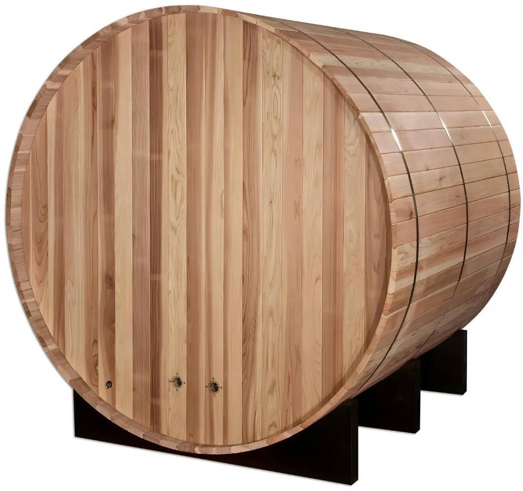 ZiahCare's Golden Designs Arosa 4 Person Barrel Sauna Mockup Image 2