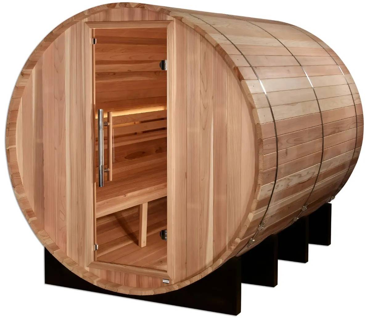 ZiahCare's Golden Designs Klosters 6 Person Barrel Sauna Mockup Image 5