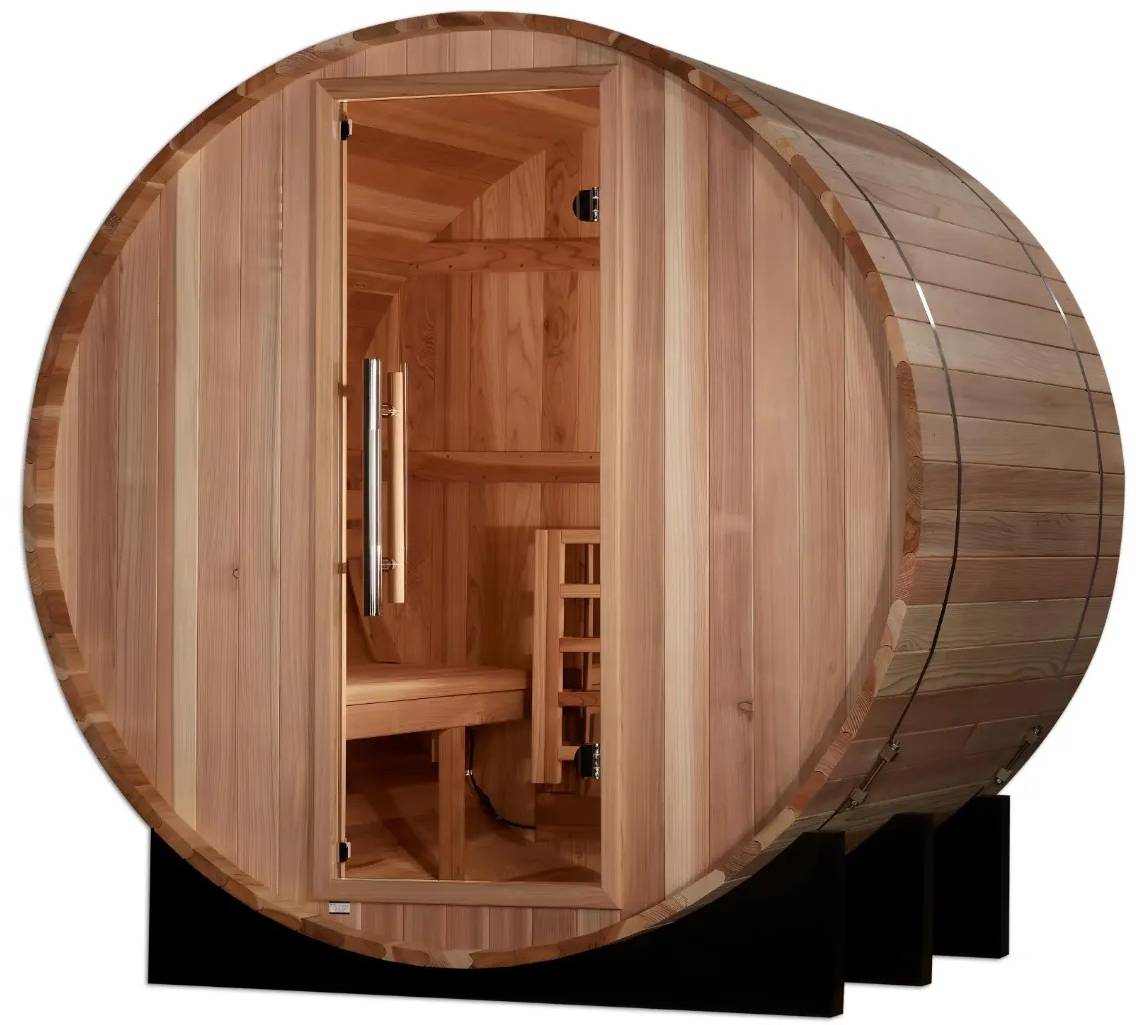 ZiahCare's Golden Designs St. Moritz 2 Person Barrel Sauna Mockup Image 4