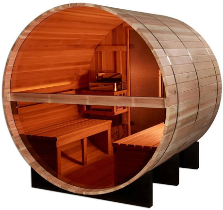 ZiahCare's Golden Designs Zurich 4 Person Barrel Sauna Mockup Image 2