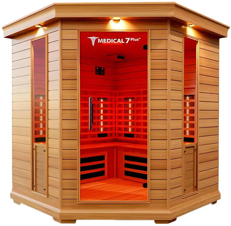 ZiahCare's Medical Saunas 6 Person Full Spectrum Infrared Corner Sauna Model 7 Plus Mockup Image 1