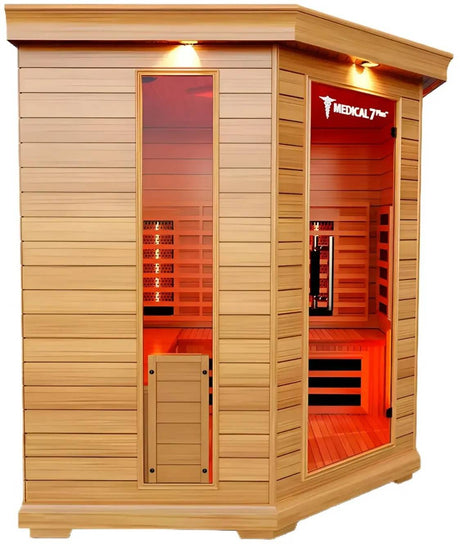 ZiahCare's Medical Saunas 6 Person Full Spectrum Infrared Corner Sauna Model 7 Plus Mockup Image 2