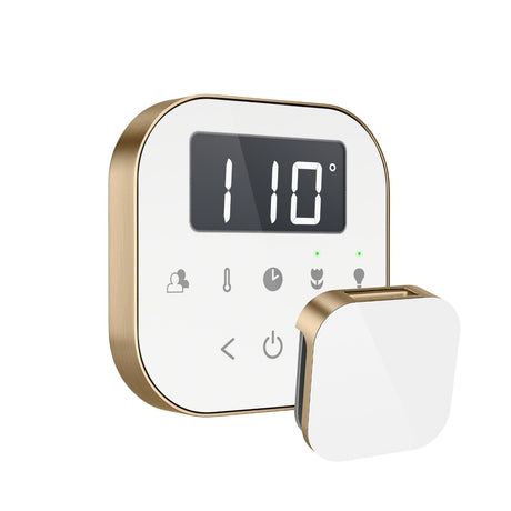 AirTempo Steam Shower Control and Aroma Glass SteamHead in White Brushed Bronze Main View