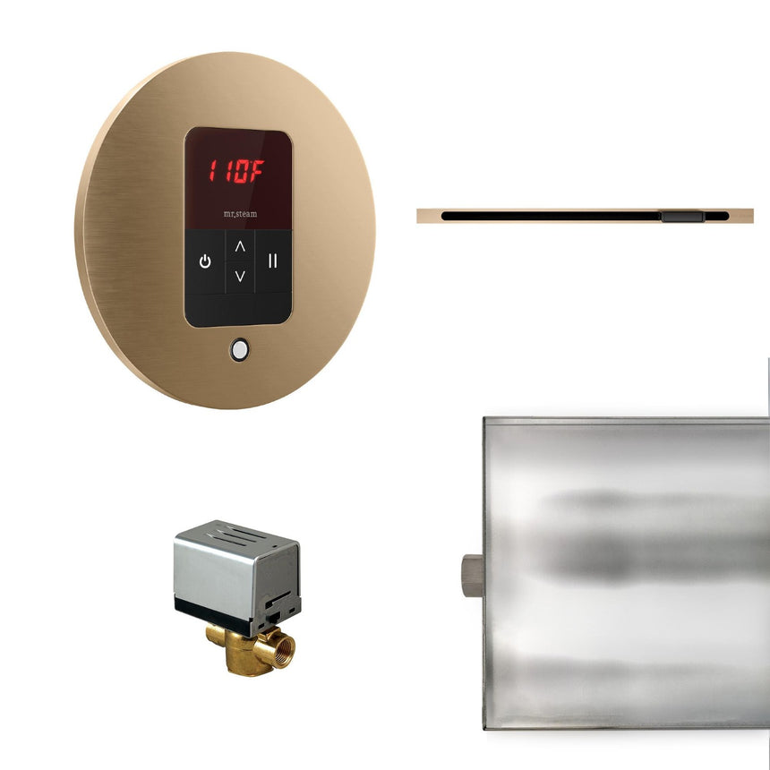 Basic Butler Linear Steam Shower Steam Control Package with iTempo Control and Linear SteamHead in Round Brushed Bronze Main View