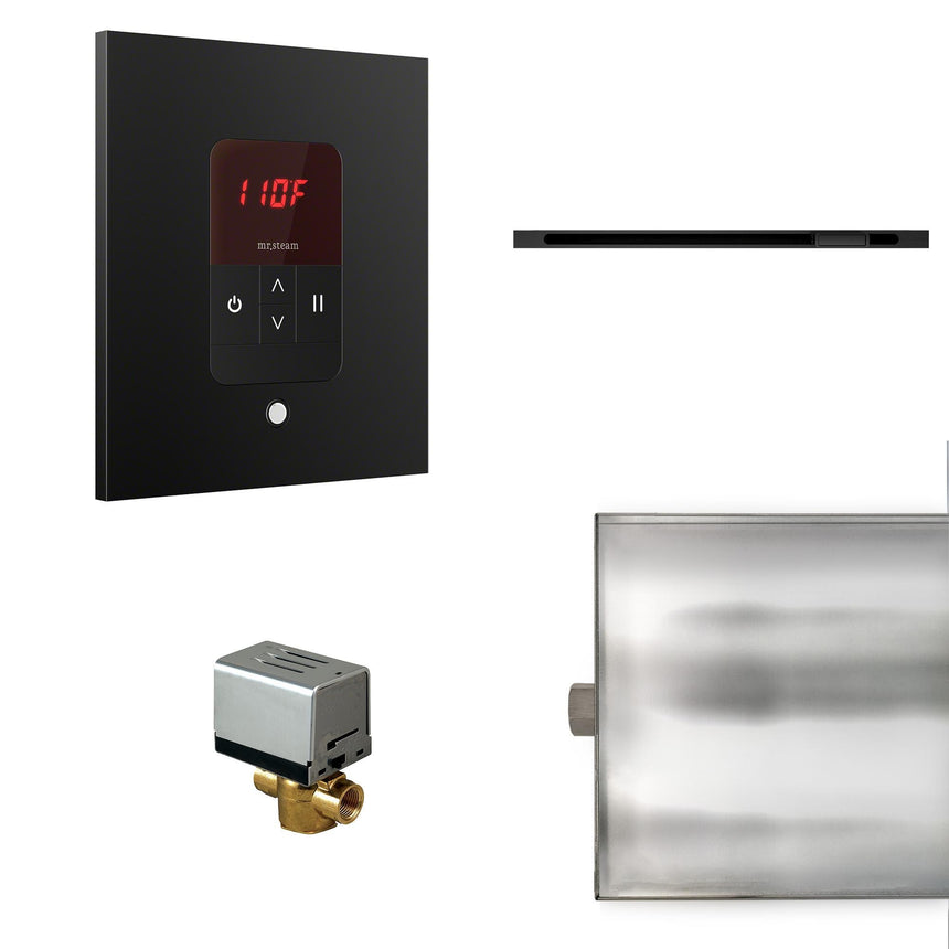 Basic Butler Linear Steam Shower Steam Control Package with iTempo Control and Linear SteamHead in Square Matte Black Main View