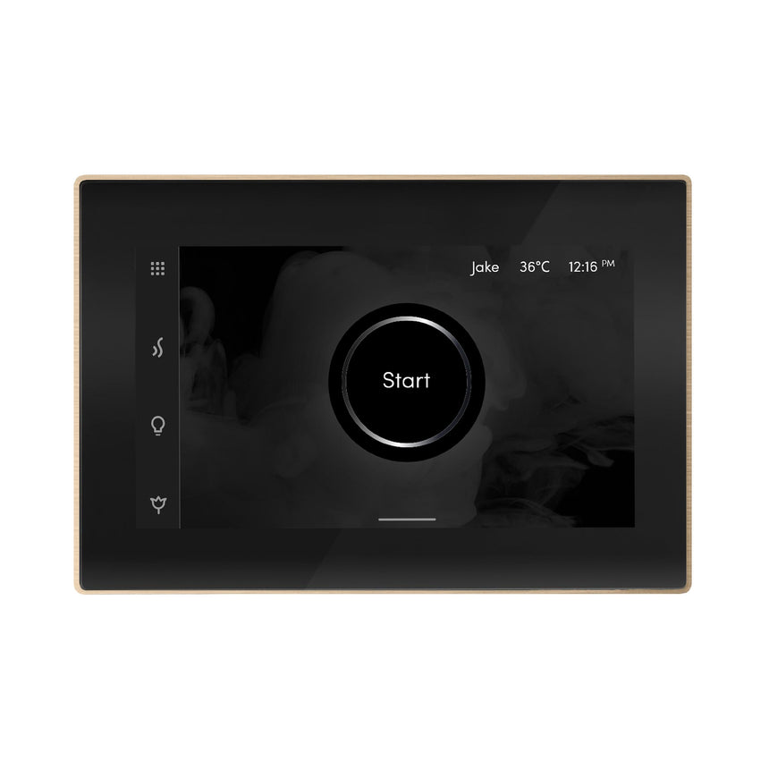 iSteamX Steam Shower Control and Aroma Glass SteamHead in Black Brushed Bronze Main View