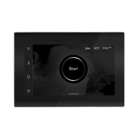 iSteamX Steam Shower Control and Aroma Glass SteamHead in Black Polished Chrome Main View