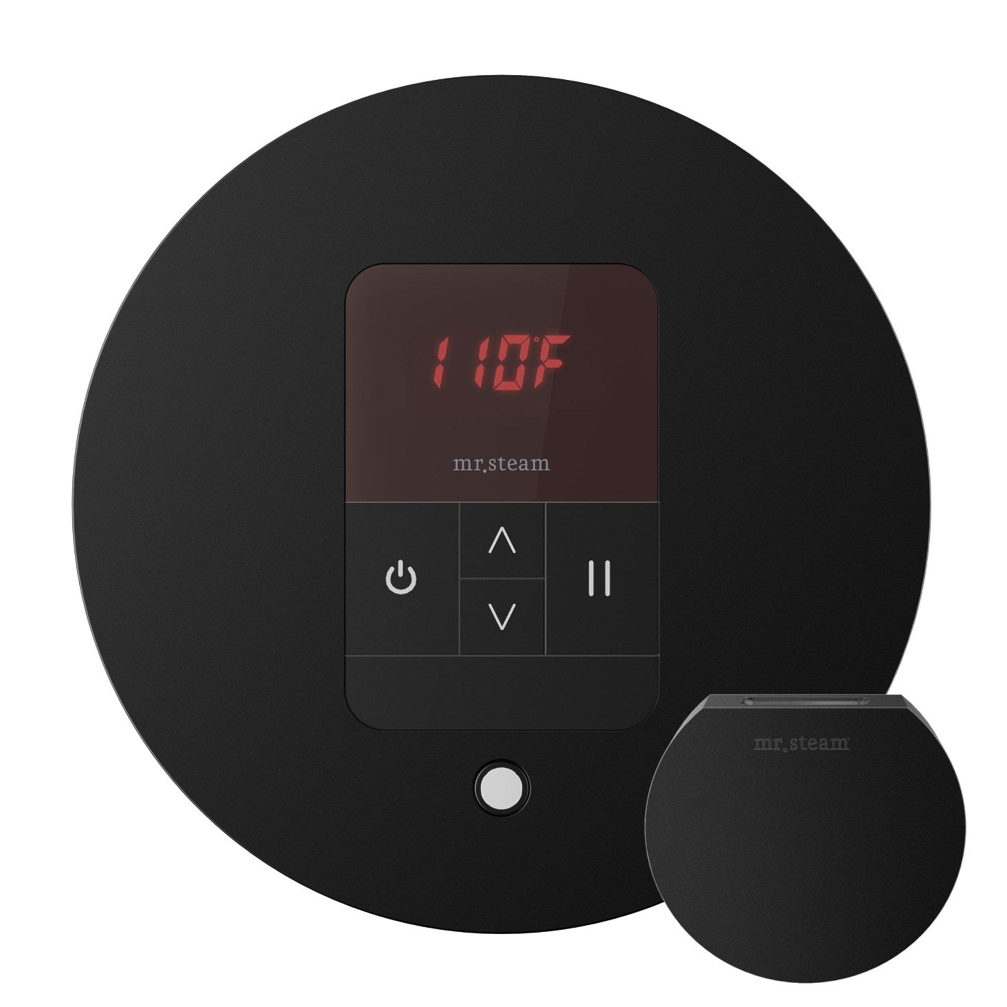 iTempo Steam Shower Control and Aroma Designer SteamHead in Round Matte Black Main View